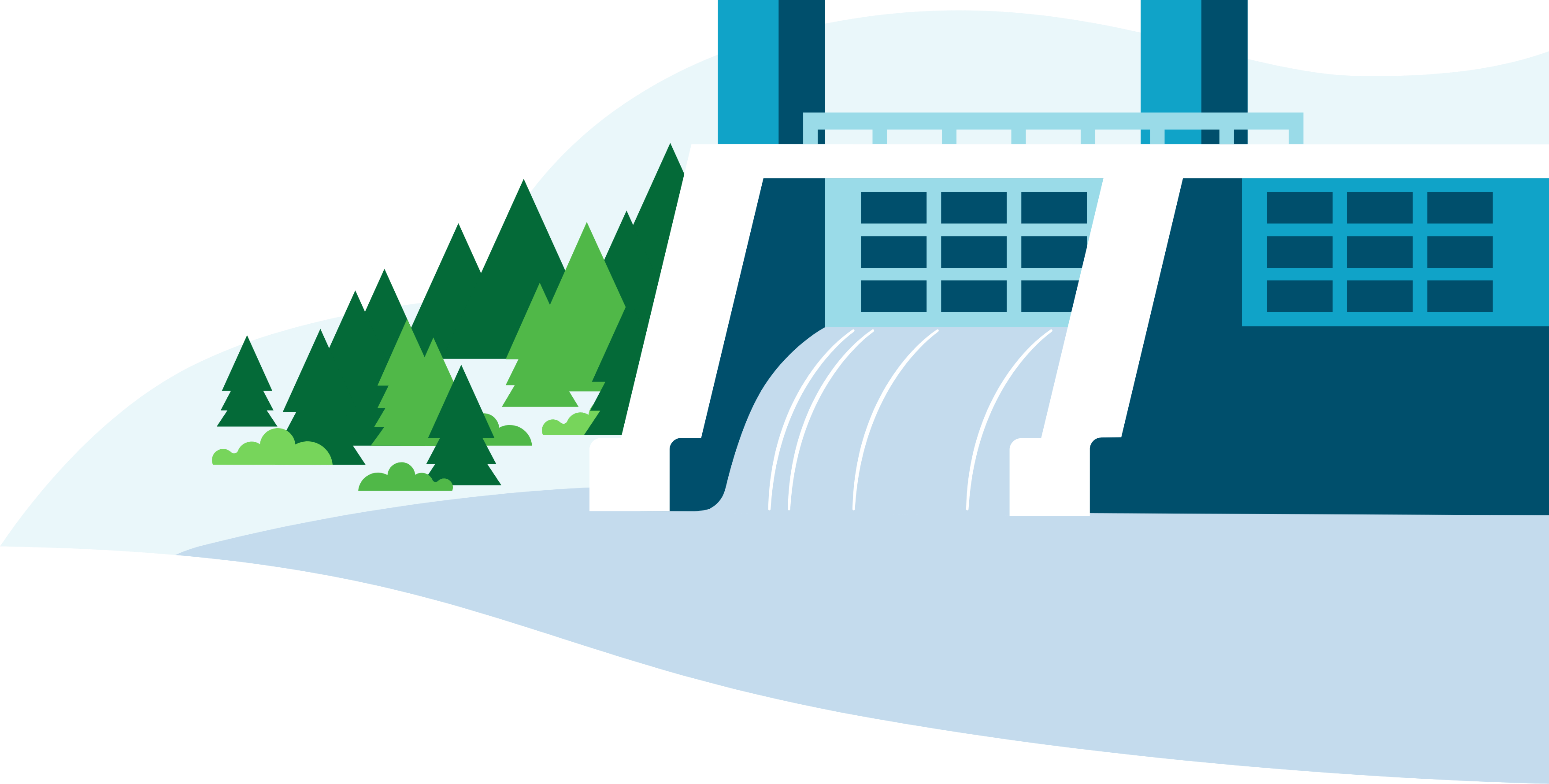 Illustration of dam in green nature